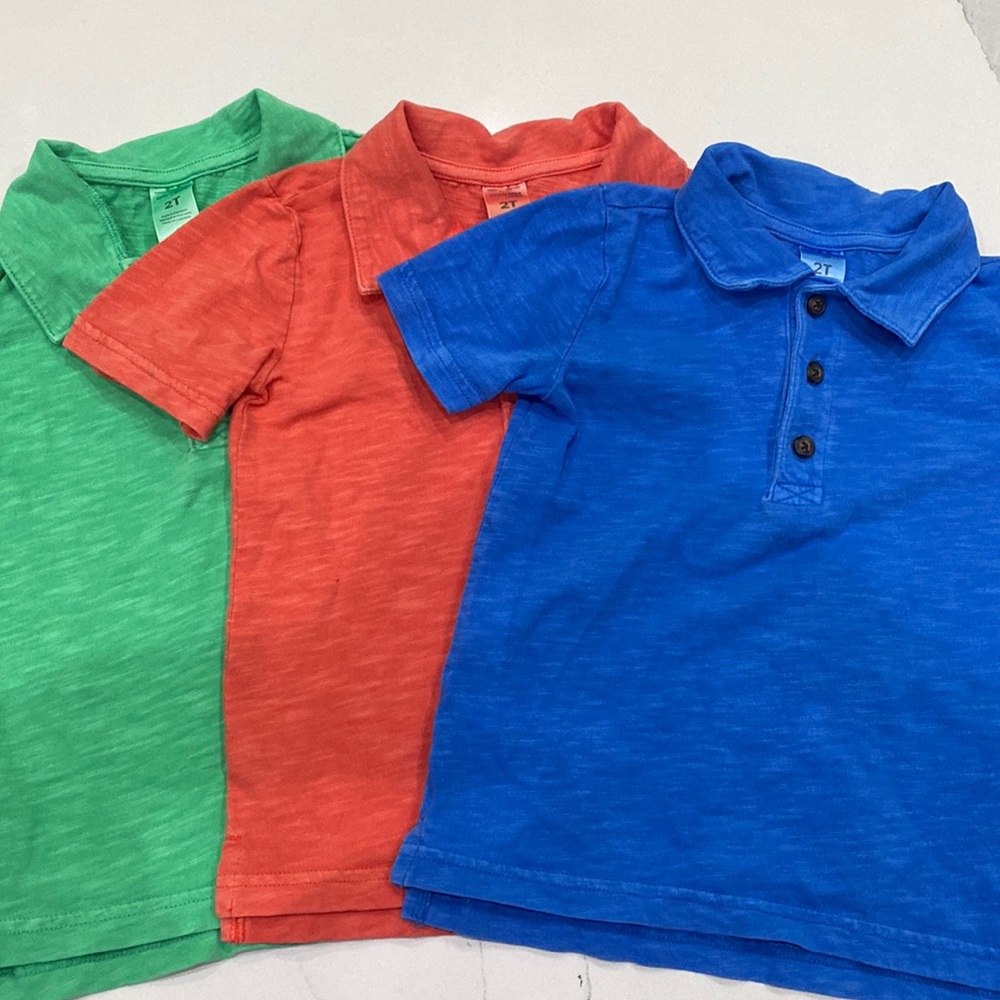 Set of 3, Simple Joys by Carter’s, washed look polo shirts, size 2T